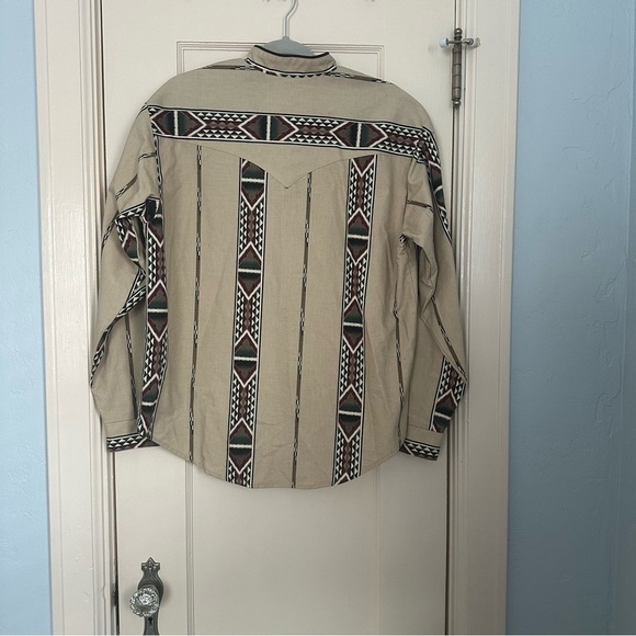 Panhandle Slim Shirt Vintage Western Aztec Brown & Tan Button Up Cotton Size XL - Picture 3 of 11